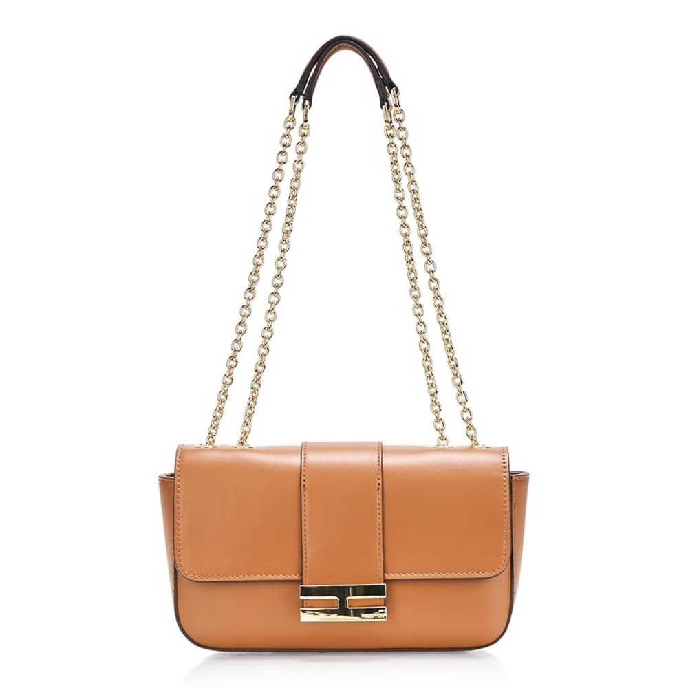 HALSTON Lizzy Calf Magnetic Snap Shoulder Oak Shoulder Handbag Women’s Purse